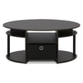 thumbnail image 5 of Furinno JAYA Simple Design Oval Coffee Table with Bin, Walnut, 5 of 6