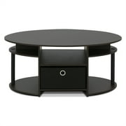 Furinno JAYA Simple Design Oval Coffee Table with Bin, Walnut