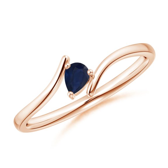 ANGARA Natural Bypass Pear-Shaped Blue Sapphire Ring in 14K Rose Gold for Women (Size-4x3mm) | September Birthstone, Birthday, Anniversary, Jewelry Gift for Women | Natural Blue Sapphire Ring