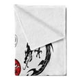 thumbnail image 2 of Japanese Dragon Soft Flannel Fleece Throw Blanket, Tattoo Style Indigenous Creatures Details, Cozy Plush for Indoor and Outdoor Use, 50" x 70", Black White Red, by Ambesonne, 2 of 5