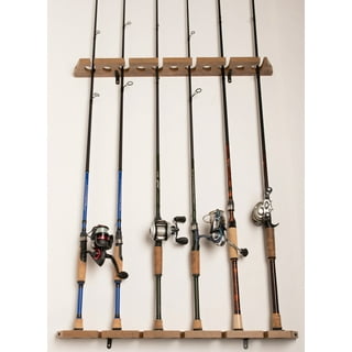 Wall Mounted Fishing Rod Rack, Fish Shaped Wooden Art 'Dad