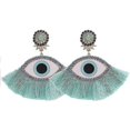 thumbnail image 1 of Pendientes colgantes bohemios con forma de ojo, aretes bohemios con borlas y flecos grandes para mujer O, E1116 Azul claro, 1 of 5