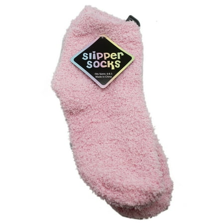 Socks - Light Pink Colored Fuzzy Slipper Socks (Size 6-8.5) - Walmart.com