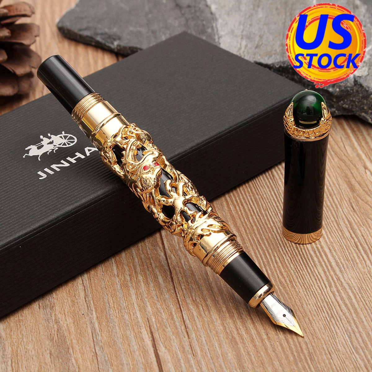 Jinhao Luxury M Nib 18KGP Fountain Pen Spider red