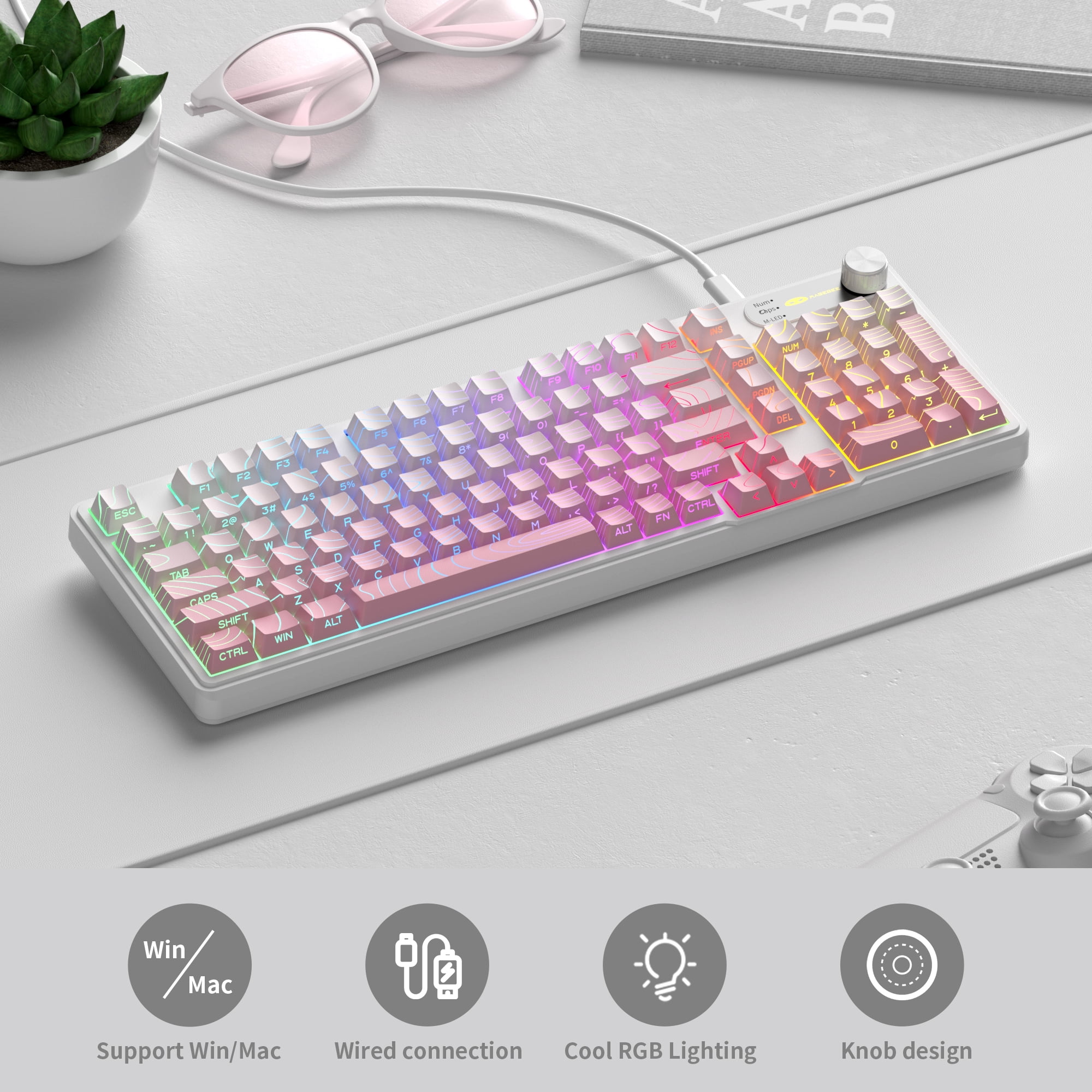 MageGee Keyboard GK960 98 Keys 95% Layout Keyboards, Type-C Connected Keyboard, Side Engraved ABS Keycaps, for PC/Loptop/MAC