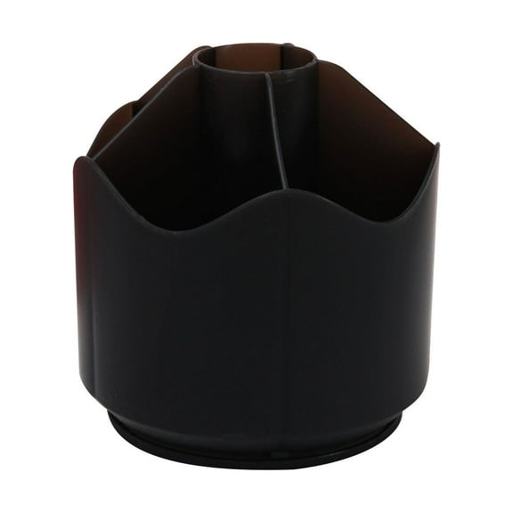 Wovilon Desk Organizer, 360-Degree Rotating Pen Pencil Holder, 6 Compartments Desktop Stationary Organizer, Home Office Art Supply Storage Box Caddy (Black)