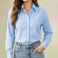 thumbnail image 4 of Hvyesh Plaid Shirts for Women Gingham Button Down Shirts Long Sleeve Casual Collared Dress Shirts Work Blouse, 4 of 7