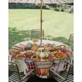 thumbnail image 3 of Outdoor Tablecloth with Umbrella Hole Zipper Pumpkin Fall Round Tablecloth 54" Waterproof Outside Table Cloth Country Sunflower Leaf Harvest Autumn Patio Table Cover Tablecloths for Picnic Party, 3 of 8