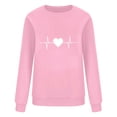 thumbnail image 3 of Aboser Valentines Day Shirts Women Fitted Long Sleeve Tshirt Trendy Heartbeat Prints Tops Comfy Crew Neck T-Shirt Loose Fit Tunic Tops, 3 of 3