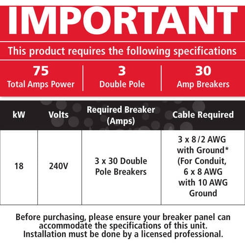 Atmor 18KW 3.73 GPM Residential Electric Tankless Water Heater Ideal for 1 Bedroom Home or Up to 3 Simultaneous Applications