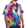thumbnail image 2 of Robot Unicorn Attack Men's Short Sleeve Hawaiian Shirt Button Down Poplin Beach Casual Printed Unisex Summer Tops, 2 of 6