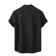 thumbnail image 6 of Mens Shirts Gifts for Men Men's Spring Summer Casual Linen Solid Color Short Sleeve Shirt Loose Turn-down Collar Shirt Black Linen 3X, 6 of 8