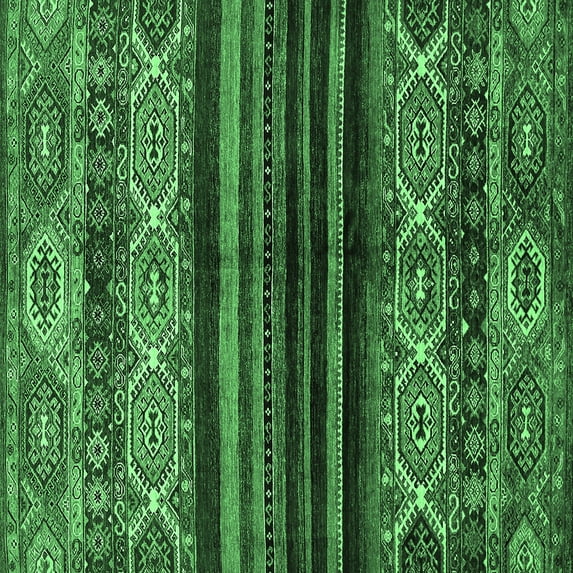 Ahgly Company Indoor Square Abstract Emerald Green Modern Area Rugs, 7' Square