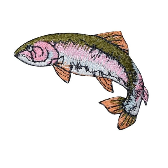 Rainbow Trout Fish Iron On Embroidered Applique Patch