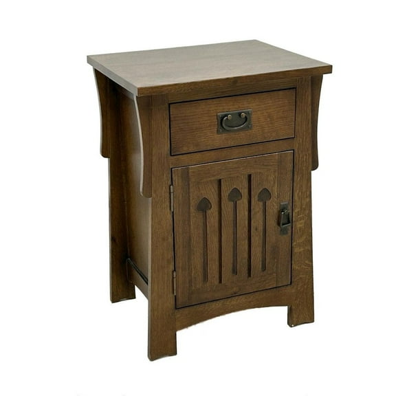 Mission Style Solid Quarter Sawn Oak Keyhole Nightstand - Walnut