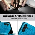 thumbnail image 5 of Mandala Case for Samsung Galaxy A14 5G, Premium Leather Flip Wallet Card Slots Magnetic Stand Protective Ultra Slim Shockproof Case with Lanyard, Embossed Flip Cover - Blue, 5 of 17