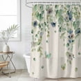 thumbnail image 2 of 66x72 Inch Shower Curtains for Bathroom, Sage Green Eucalyptus Fabric Bath Curtain Decor, Weeping Botanical Leaves Linen Waterproof Restroom Curtains Shower Set Accessories with 12 Hooks 66 Inch, 2 of 7