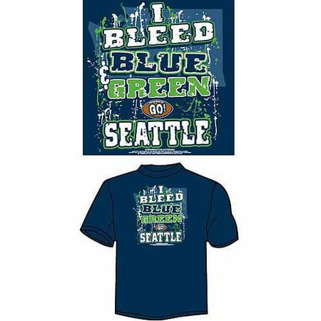 Seattle Football "I Bleed Blue and Green, Go Seattle" T-Shirt, Blue