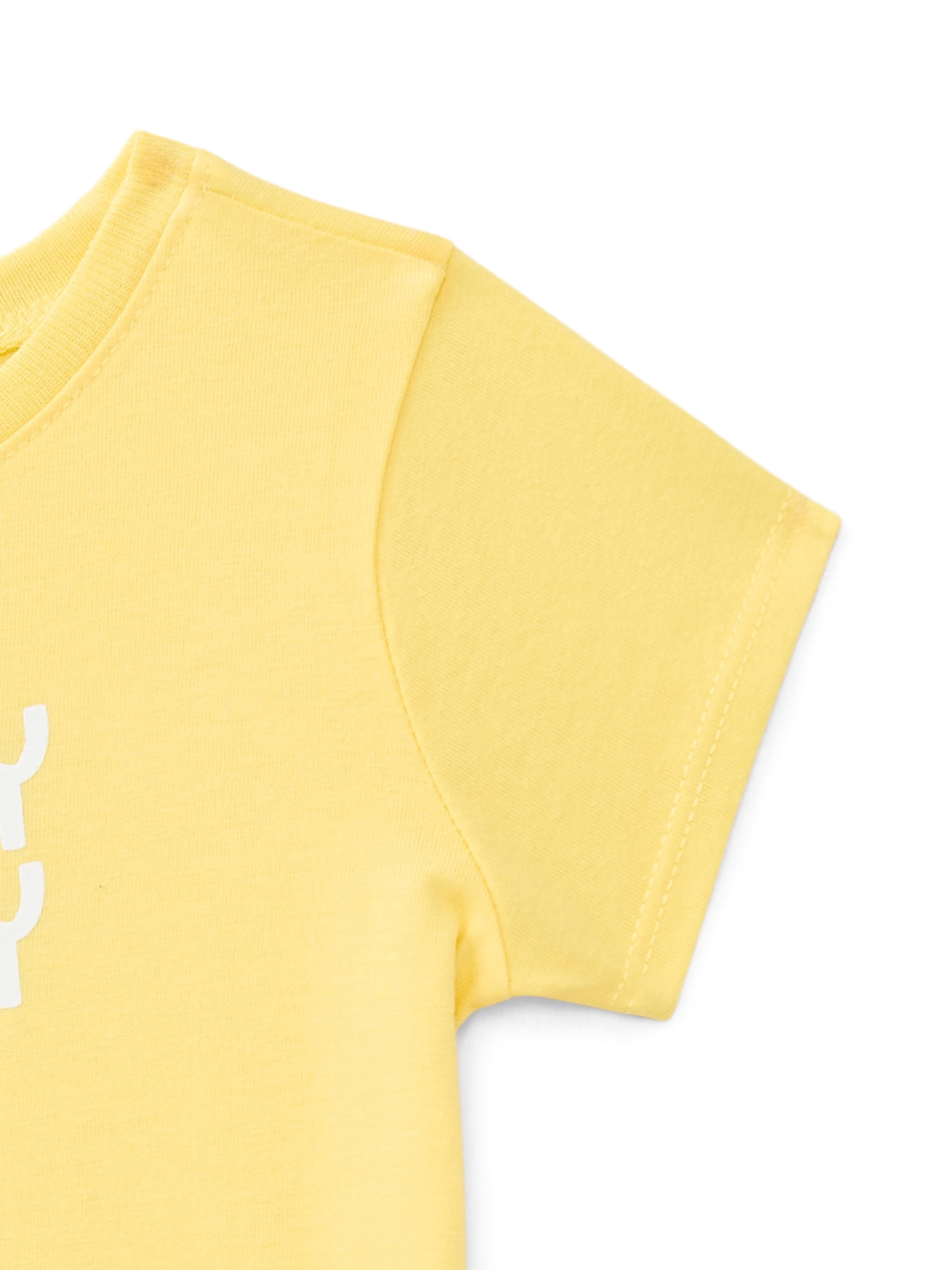 Wonder Nation Baby Girls Crewneck Tee with Short Sleeves, Sizes 0/3M-24M