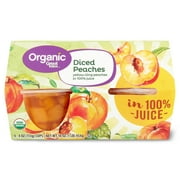 Great Value Organic Diced Peaches, 4 oz, 4 Count