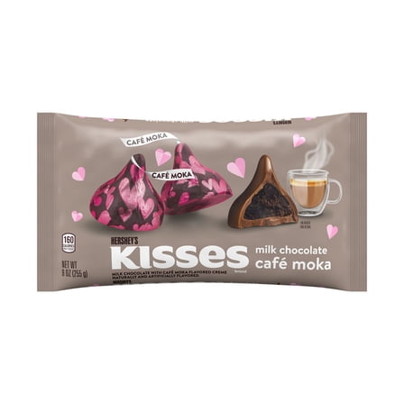 HERSHEY'S KISSES Cafe Moka,Valentine's Candy,9 oz (1 Bag)<