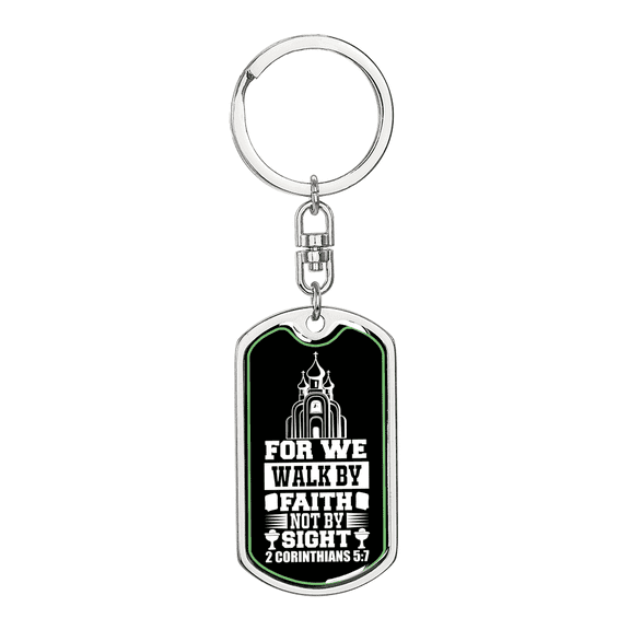 Not By Sight Stainless Steel or 18k Gold Premium Swivel Dog Tag Keychain