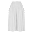 thumbnail image 6 of Lenpel Women's Cotton Linen Culottes Pants Elastic High Waisted Wide Leg Flowy Capri Pants Cropped Palazzo Trousers with Pockets, 6 of 7
