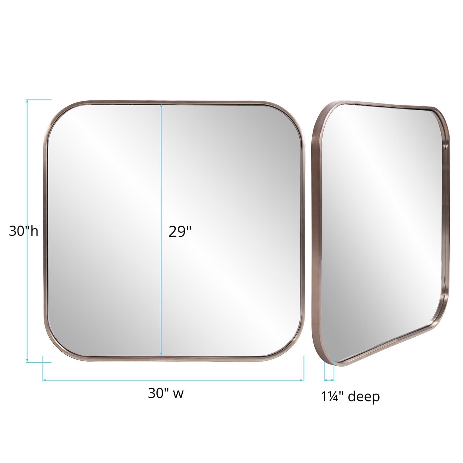 Tyler Dillon Brushed Brass Square Stainless Steel Framed Vanity Mirror - 30" x 30"