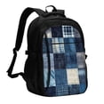 thumbnail image 1 of Balery Indigo Patchwork Quilt Mochila con carga USB para hombre y mujer - Mochila impermeable y antirrobo para portátil con puerto USB para viajes, trabajo, estudios y universidad, 1 of 7