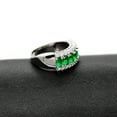 thumbnail image 4 of Uloveido Women's Silver Color Oval Cut Green CZ Crystal Graduation Ring, Rhinestone Wedding Band for Women J501 (Platinum,Green,Size 9), 4 of 7