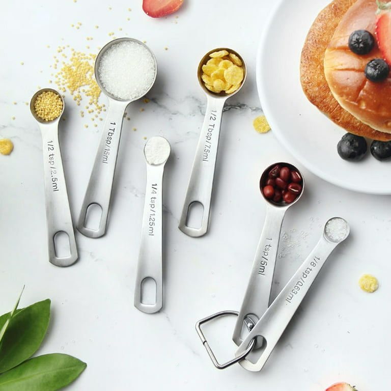 Jytue Measuring Spoons 18/8 Stainless Steel Measuring Spoons Set of 6  Pieces: 1/8 tsp, 1/4 tsp, 1/2 tsp, 3/4 tsp, 1 tsp, 1/2 tbsp Tablespoon with