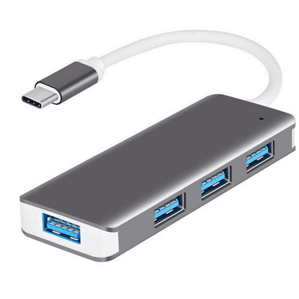 Usb 3 0 Hub 4 Port Ultra Slim Extra Light Made Of Aluminum Usb Hub For Macbook Air Mac Pro Mini Microsoft And Other Usb Devices Gray