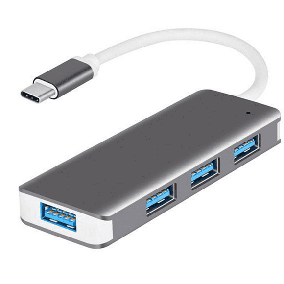 USB 3.0 Hub 4 Port Ultra Slim Extra Light Made of Aluminum USB Hub for MacBook Air, Mac Pro / Mini, Microsoft and Other USB Devices GRAY