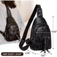 thumbnail image 3 of Washed leather womens chest bag trendy and versatile crossbody backpack casual pu soft leather small square bag, 3 of 5