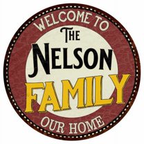 The Nelson Family 12" Round Metal Sign Kitchen Game Room Décor 200120038041