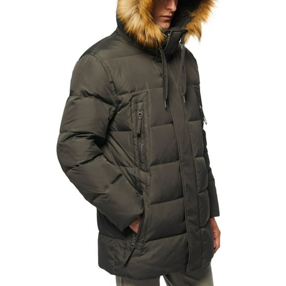Marc New York Men’s Long Snorkel Down Coat with Faux-Fur Trim