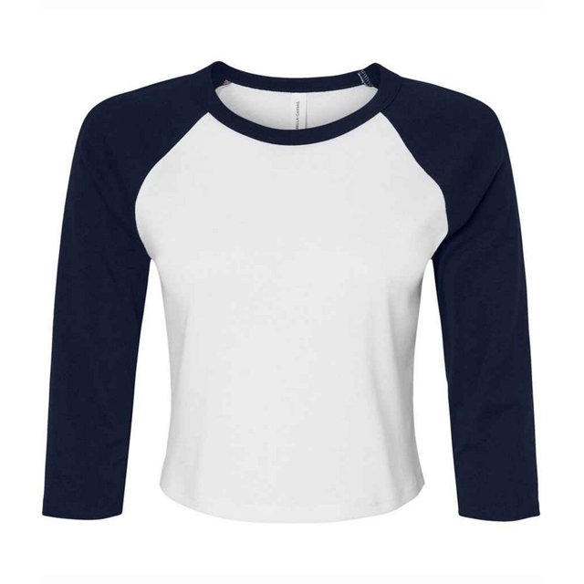 Bella + Canvas Womens Raglan 3/4 Sleeve Crop T-Shirt