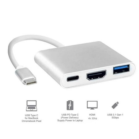 Mac Screen Adapter USB Type C to HDMI HDTV AV TV Cable Adapter 1080P Resolution Sync Screen for MacBook, Chromebook Pixel to TV Screen ()