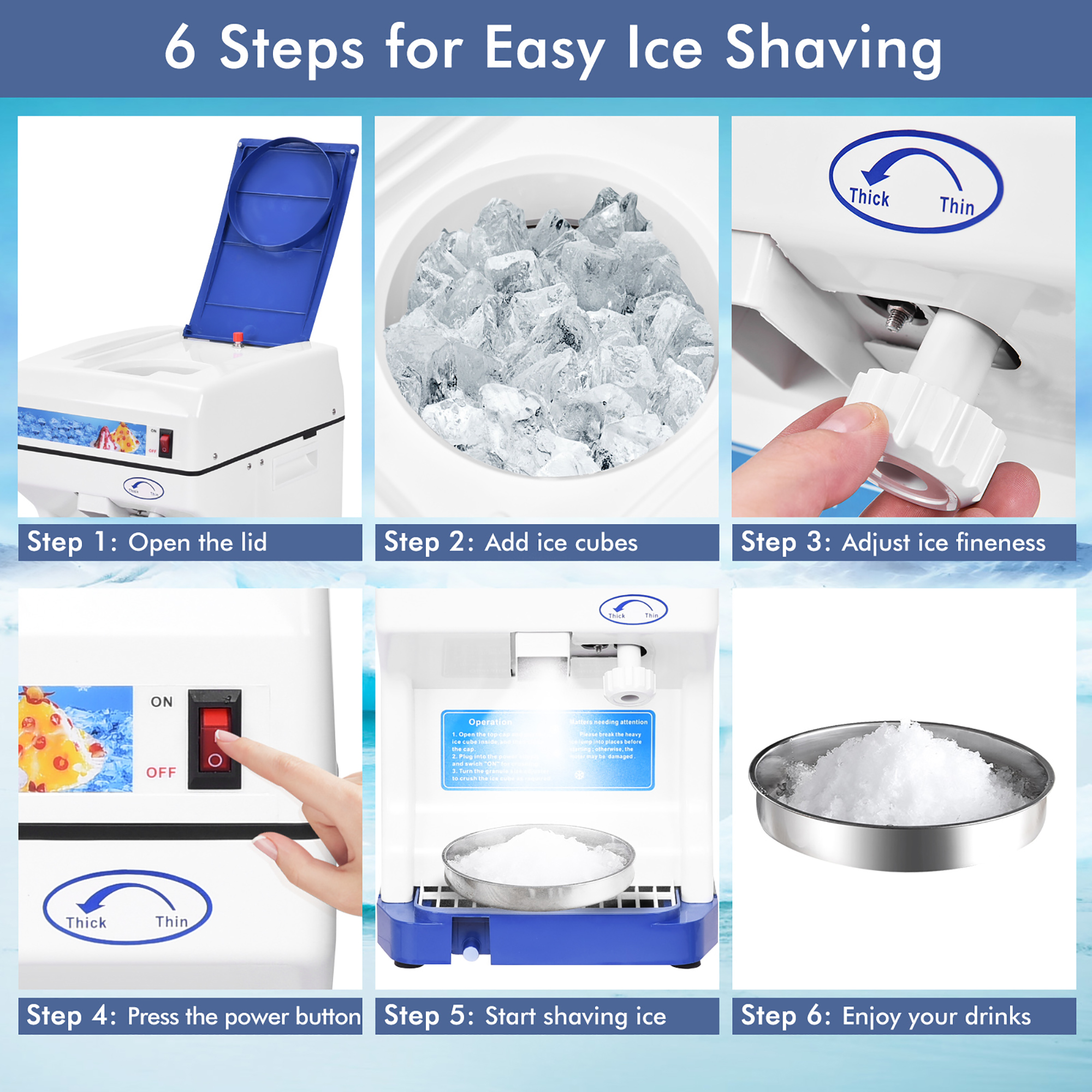 Costway Electric Ice Shaver Machine Tabletop Shaved Ice Crusher Ice Snow Cone Maker - image 5 of 10