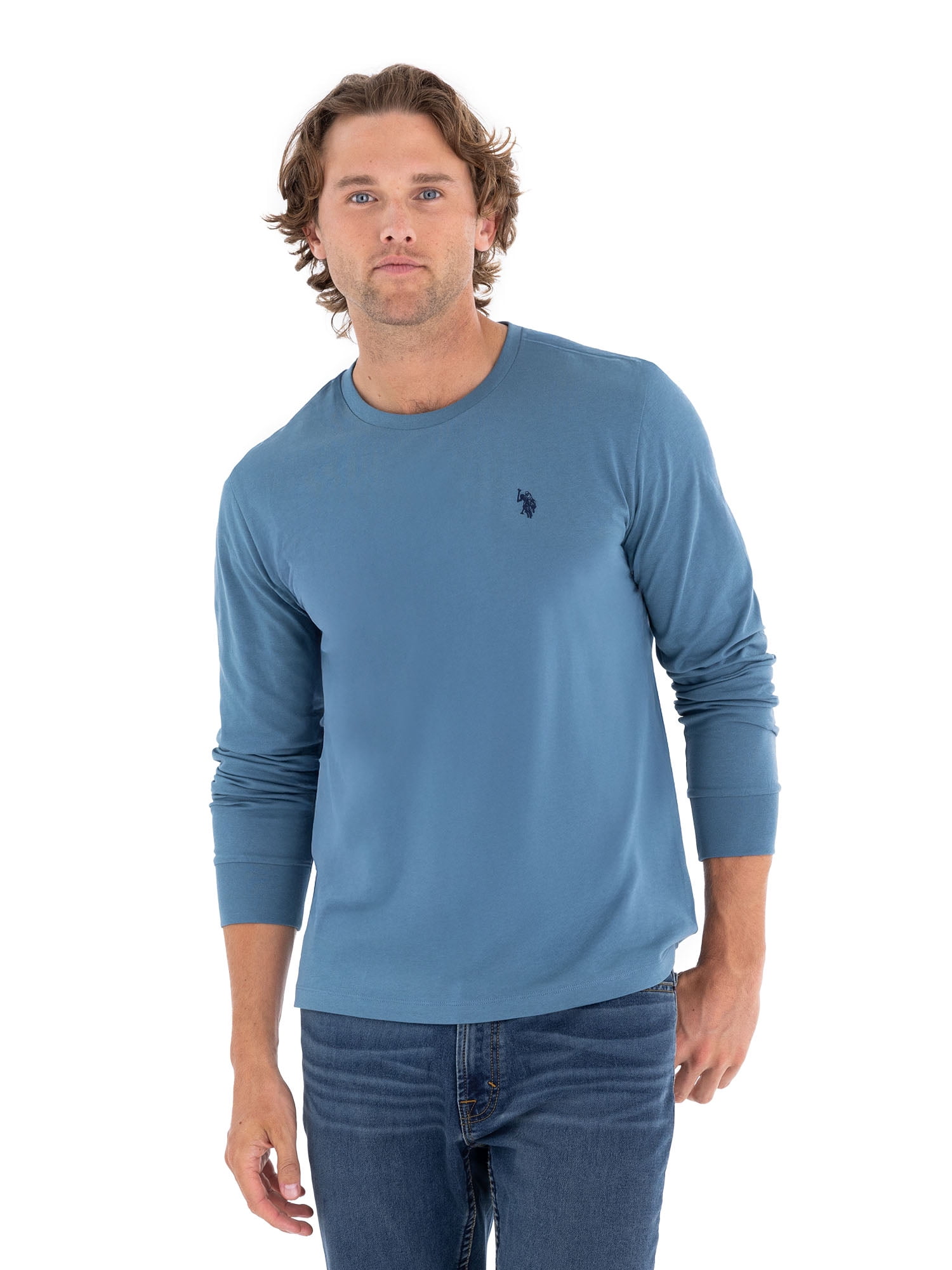 U.S. Polo Assn. Men's Cotton Crewneck Tee with Long Sleeves, Sizes S-XL