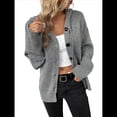 thumbnail image 3 of Cárdigan Informal con Cuello en V y Botones para Mujer, Sudadera con Capucha y Larga Gris L, 3 of 8