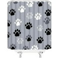 thumbnail image 3 of Pawprint Shower Curtain Gray Black White Dog Cat Paw Print Animal Lover Claw Footprint Creative Modern Funny Fabric Bathroom Curtain with Hooks, 3 of 3