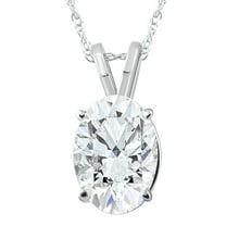 Pompeii Certified 3Ct Oval Diamond Solitaire Certified Lab Grown Diamond Pendant Necklace