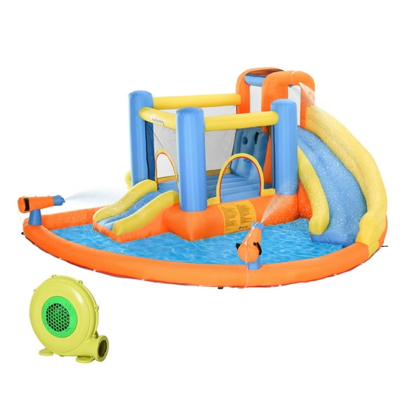 Kids Inflatable Water Slide 5-in-1 with Water Park, Jumping Castle, Pool & 450W Blower Multicolor   Fabric
