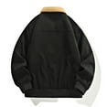 thumbnail image 6 of Corduroy Lined Jacket Winter Warm Fleece Collar Casual Outerwear Coats For Daily Street Style Comfort-Black-L, 6 of 6