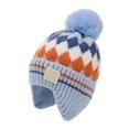 thumbnail image 5 of Hessimy Kids Geometric Pattern Knit Pom Beanie with Earflaps,Warm Winter Cuffed Ski Hat, 5 of 5