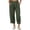 Army Green, variant on High-Waisted Cotton-Linen Balloon Pants for Women with Elastic Cuffs - Loose Fit Cropped Trousers for Women's Summer Casual & Vacation Wear Army Green L