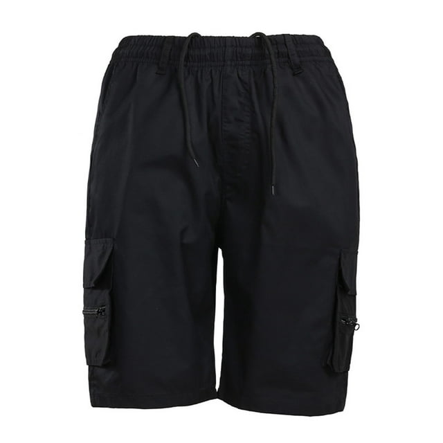 Innerwin Beach Shorts High Waist Men Summer Short Pants Holiday Solid Color Lounge Bottoms Black XL