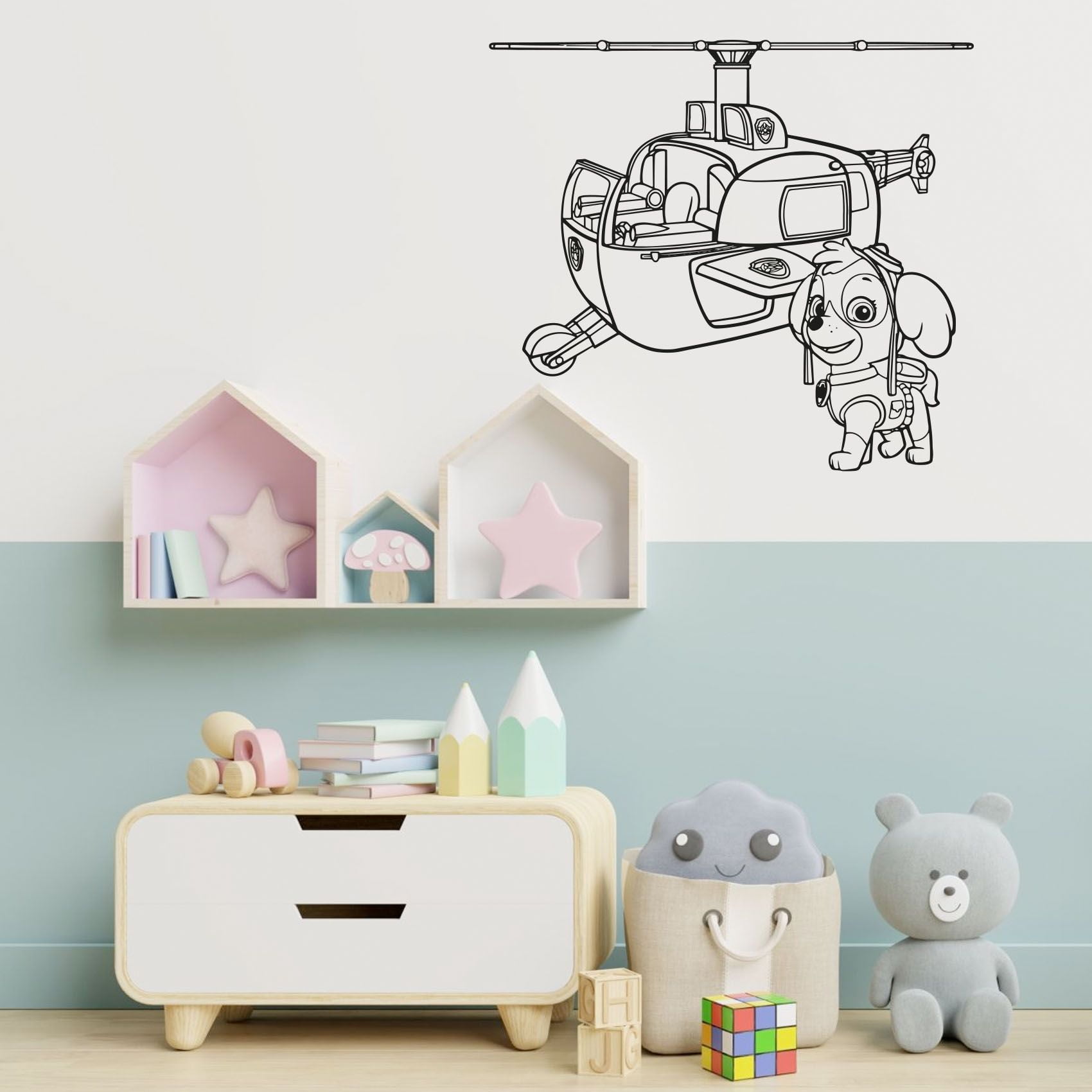 Skye Cute Paw Patrol Cartoon Character Cute Skye And Helicopter Vinyl Wall  Art Wall Sticker Wall Decal Home Kids Room Study Room Boys Girls Room Wall  Décoration Design Décor Size (8x10 inch) -