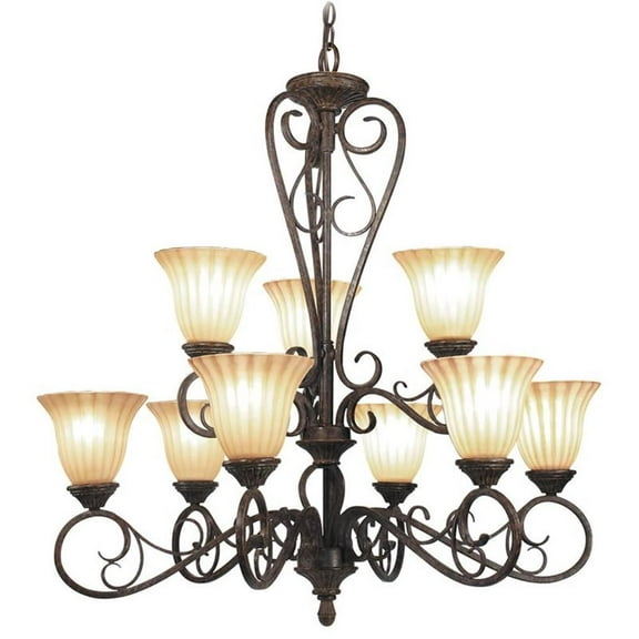 Woodbridge Lighting Avondale 9-Light Metal Chandelier in Rustic Iron Brown
